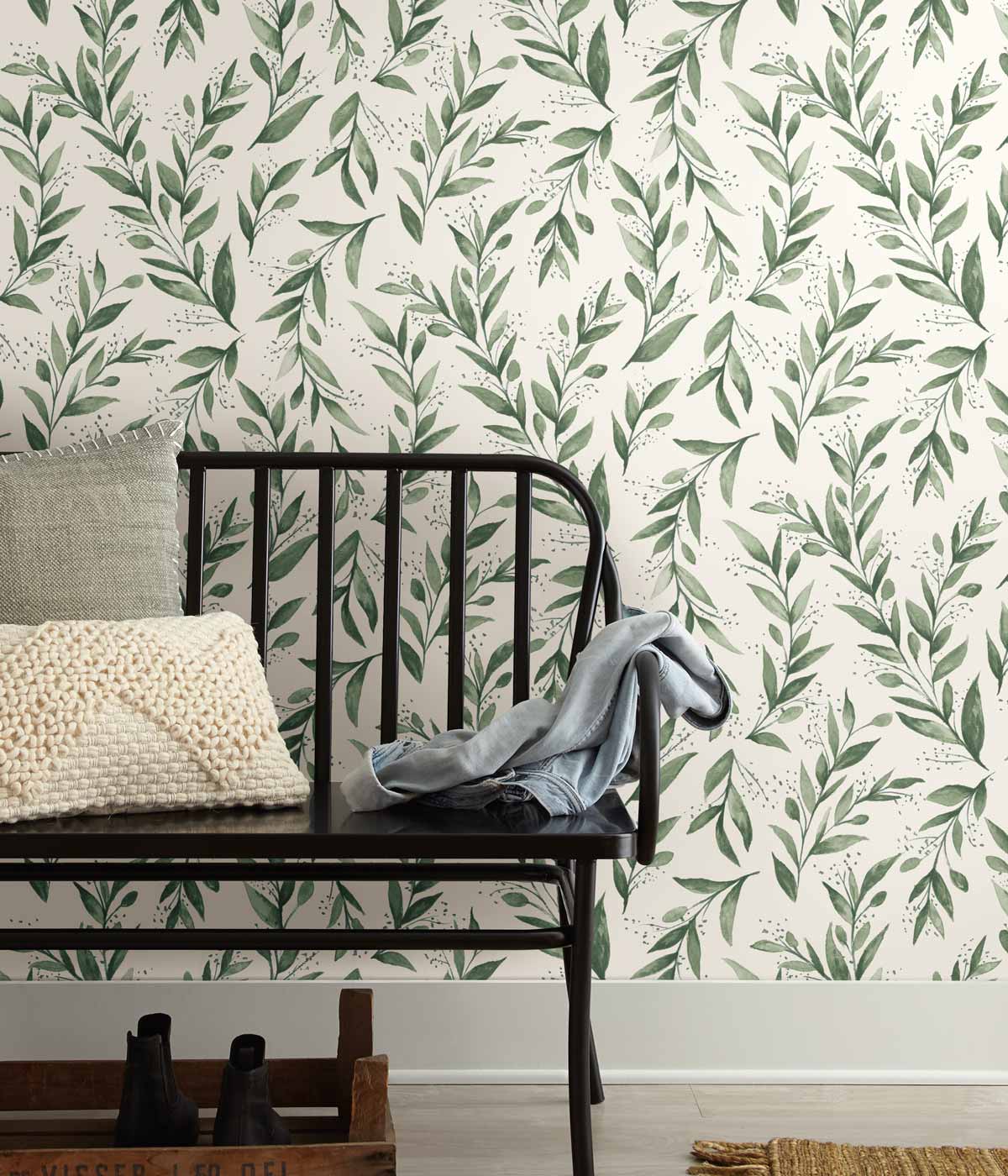 Large Scale Leaf Pattern Wallpaper  Interiors By Color