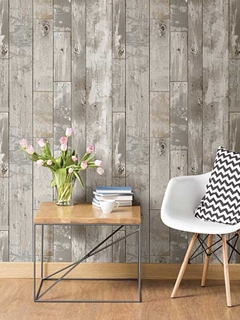 wood wallpaper gives any space a living, organic feel