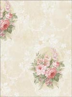Bouquets Medallion Wallpaper FI90811 by Seabrook Wallpaper for sale at Wallpapers To Go