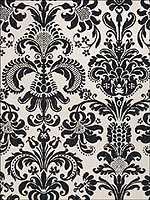 Ashley Damask Black on Cream Wallpaper T89167 by Thibaut Wallpaper for sale at Wallpapers To Go