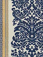 Garnier Damask Navy Gold Multipurpose Fabric 2014108504 by Lee Jofa Fabrics for sale at Wallpapers To Go