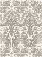 Aurora Damask Linen Fabric 175340 by Schumacher Fabrics for sale at Wallpapers To Go
