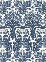 Aurora Damask Indigo Fabric 175342 by Schumacher Fabrics for sale at Wallpapers To Go