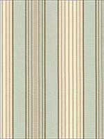 Saratoga Cotton Stripe Aqua Flax Mocha Fabric 62962 by Schumacher Fabrics for sale at Wallpapers To Go