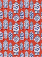 Canton Persimmon Blue Fabric 4694603 by Stroheim Fabrics for sale at Wallpapers To Go