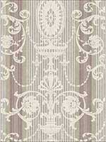 Victorian Striped Scroll Plum Wallpaper VF30009 by Wallquest Wallpaper for sale at Wallpapers To Go