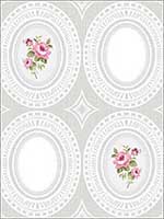 Rose Cameo Warm Grey Wallpaper HC81908 by Wallquest Wallpaper for sale at Wallpapers To Go