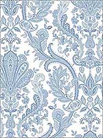 Jacobean Paisley Dark Blue Light Blue Pearl White Wallpaper MD29431 by Patton Norwall Wallpaper for sale at Wallpapers To Go