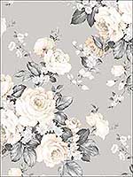 Grand Floral Grey Beige Wallpaper MH36505 by Patton Norwall Wallpaper for sale at Wallpapers To Go