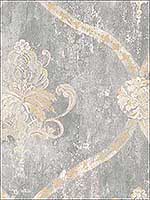 Regal Damask Grey Beige Wallpaper MH36506 by Patton Norwall Wallpaper for sale at Wallpapers To Go