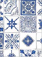 Morrocan Tiles Blue Wallpaper CK36621 by Patton Norwall Wallpaper for sale at Wallpapers To Go