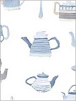 Tea Pots Blue Beige Wallpaper CK36635 by Patton Norwall Wallpaper for sale at Wallpapers To Go
