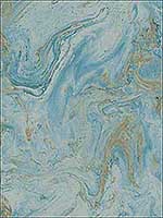 Oil and Marble Metallic Bright Blue Gold Wallpaper Y6231206 by Antonina Vella Wallpaper for sale at Wallpapers To Go