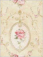 Flora Cameo Beige Cream Pink Wallpaper RM50805 by Casa Mia Wallpaper for sale at Wallpapers To Go