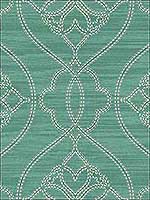 Big Scroll Turquoise Green White Wallpaper RM30404 by Casa Mia Wallpaper for sale at Wallpapers To Go