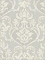 Antique Damask Grey Cream Wallpaper RM31208 by Casa Mia Wallpaper for sale at Wallpapers To Go