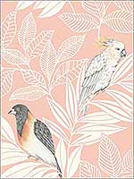 Paradise Island Birds Pink Sunset Ivory Wallpaper RY30101 by Seabrook Wallpaper for sale at Wallpapers To Go