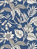 Rainforest Leaves Sapphire Brushed Ebony Wallpaper RY30202 by Seabrook Wallpaper for sale at Wallpapers To Go