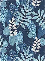Tropicana Leaves Sky Blue Champlain Wallpaper RY30902 by Seabrook Wallpaper for sale at Wallpapers To Go