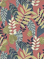 Tropicana Leaves Redwood Olive Washed Denim Wallpaper RY30906 by Seabrook Wallpaper for sale at Wallpapers To Go