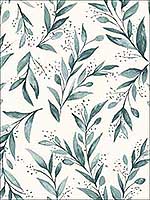 Olive Branch Teal Peel and Stick Wallpaper PSW1002RL by Magnolia Home Wallpaper by Joanna Gaines for sale at Wallpapers To Go
