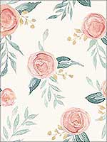 Watercolor Roses Red Peel and Stick Wallpaper PSW1011RL by Magnolia Home Wallpaper by Joanna Gaines for sale at Wallpapers To Go