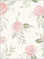 Watercolor Roses Coral Peel and Stick Wallpaper PSW1013RL by Magnolia Home Wallpaper by Joanna Gaines for sale at Wallpapers To Go