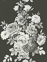 Tea Rose Black White Peel and Stick Wallpaper PSW1156RL by Magnolia Home Wallpaper by Joanna Gaines for sale at Wallpapers To Go