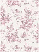 Toile Plum Burgundy Cream Wallpaper AF37705 by Patton Norwall Wallpaper for sale at Wallpapers To Go