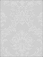 Damask Silver Wallpaper SB37904 by Patton Norwall Wallpaper for sale at Wallpapers To Go