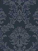 Damask Navy Blue Wallpaper SB37912 by Patton Norwall Wallpaper for sale at Wallpapers To Go