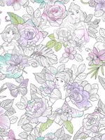 Disney Princess Royal Floral Purple Wallpaper DI0964 by York Wallpaper for sale at Wallpapers To Go