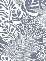 Jungle Leaves Blue Wallpaper SS2576 by York Wallpaper for sale at Wallpapers To Go