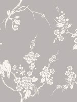 Imperial Blossoms Branch Gray White Wallpaper SS2588 by York Wallpaper for sale at Wallpapers To Go