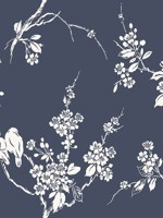 Imperial Blossoms Branch Navy Wallpaper SS2592 by York Wallpaper for sale at Wallpapers To Go