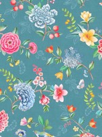 Good Evening Teal Floral Garden Wallpaper 300105 by Eijffinger Wallpaper for sale at Wallpapers To Go