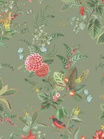 Floris Olive Woodland Floral Wallpaper 300114 by Eijffinger Wallpaper for sale at Wallpapers To Go