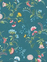 La Majorelle Teal Ornate Floral Wallpaper 300125 by Eijffinger Wallpaper for sale at Wallpapers To Go