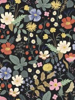Strawberry Fields Black Green Wallpaper RP7355 by Rifle Paper Co Wallpaper for sale at Wallpapers To Go
