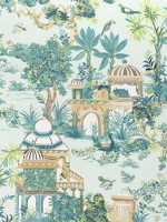 Mystic Garden Spa Blue Fabric F920826 by Thibaut Fabrics for sale at Wallpapers To Go