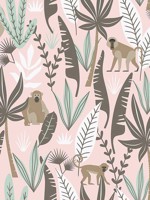 Kiki Pink Monkeys Wallpaper WTG-242243 by Chesapeake Wallpaper for sale at Wallpapers To Go
