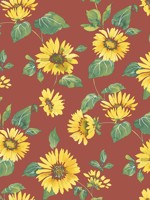 Sunflower Trail Red Yellow Wallpaper WTG-250298 by Galerie Wallpaper for sale at Wallpapers To Go