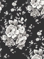 Black and Grey Heritage Rose Wallpaper WTG-253882 by York Wallpaper for sale at Wallpapers To Go