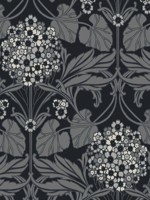 Floral Hydrangea Ebony and Charcoal Wallpaper WTG-255383 by Seabrook Wallpaper for sale at Wallpapers To Go