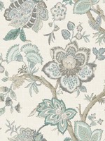 Bernadette Jacobean Summer Sky and French Blue Wallpaper WTG-255510 by Seabrook Wallpaper for sale at Wallpapers To Go