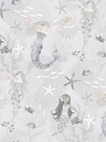 Mermaids Grey Silver Glitter Wallpaper WTG-256722 by Galerie Wallpaper for sale at Wallpapers To Go