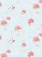 Hortensia Trail Teal Pink Wallpaper WTG-259741 by Patton Norwall Wallpaper for sale at Wallpapers To Go
