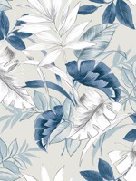 Tropical Leaves Blue Lagoon Peel and Stick Wallpaper WTG-260676 by Casa Mia Wallpaper for sale at Wallpapers To Go