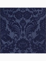 Gothic Damask Flock Cobalt Blue and Black Wallpaper WTG-262573 by Graham and Brown Wallpaper for sale at Wallpapers To Go