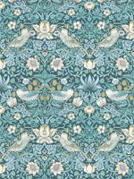Strawberry Thief Teal Wallpaper WTG-263124 by Clarke and Clarke Wallpaper for sale at Wallpapers To Go